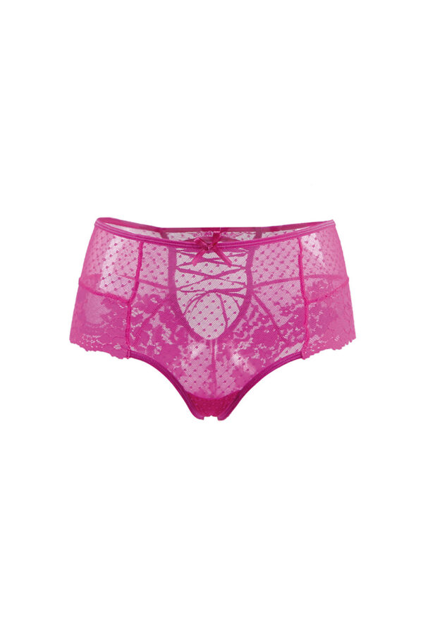 Tanga sexy rose à laçage – Image 2