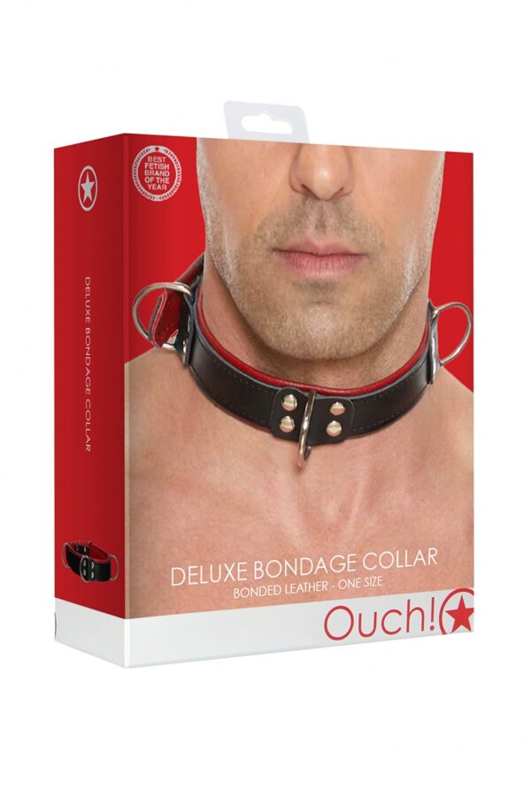 Collier Bondage Deluxe rouge et noir - Ouch! – Image 2