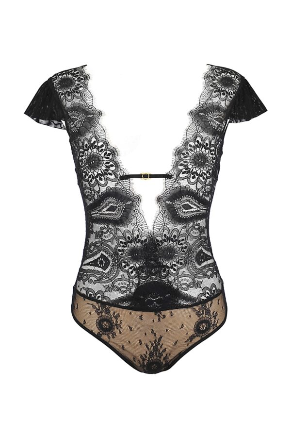 Body tulle et dentelle noir V-9900 - Axami – Image 2