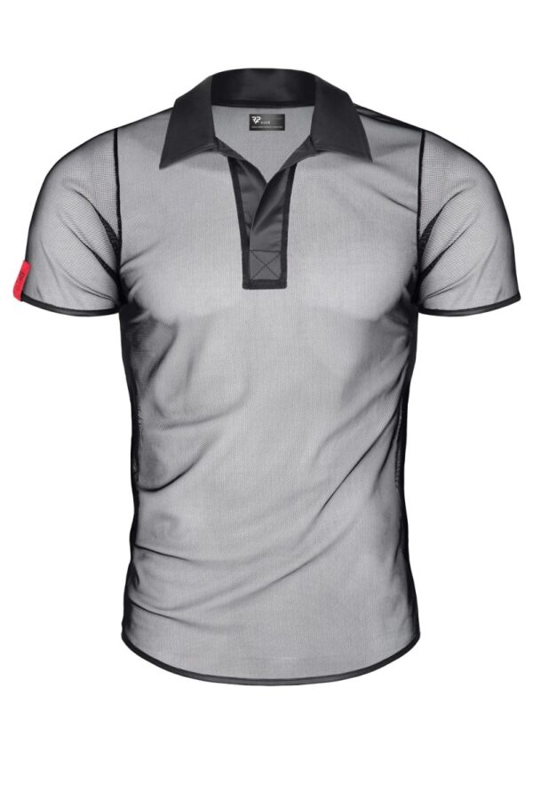 Polo en maille noire transparente - Regnes – Image 2