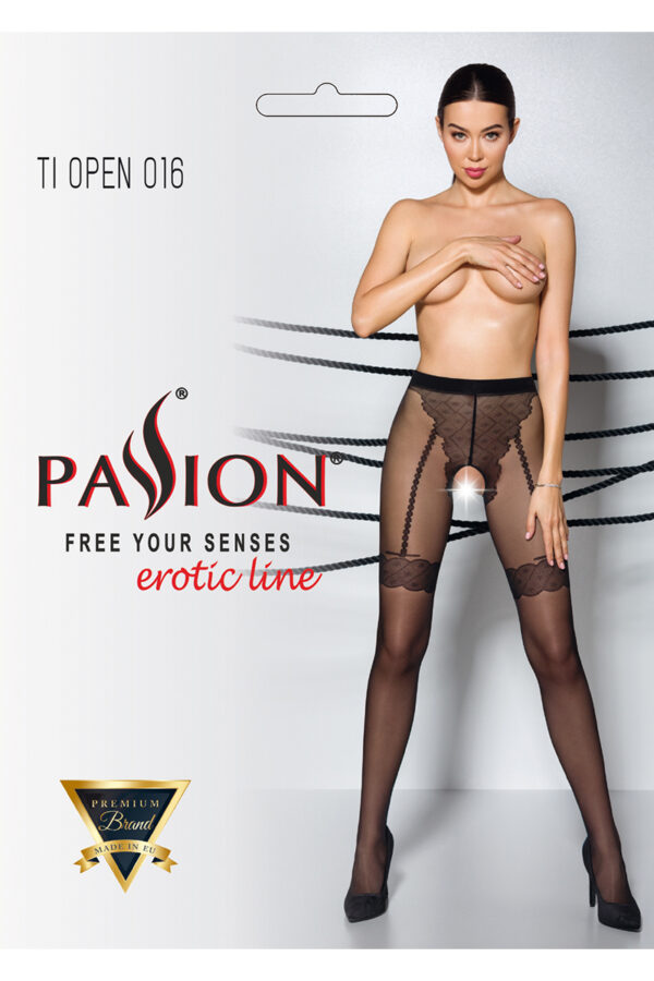 Collants ouverts TI016 20 deniers - noir – Image 2