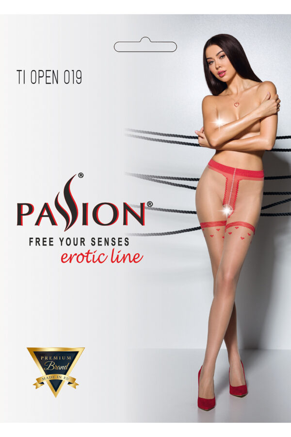 Collants ouverts TI019 20 deniers - rouge – Image 2