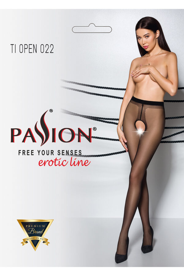 Collants ouverts couture TI022 - noir/rouge – Image 2