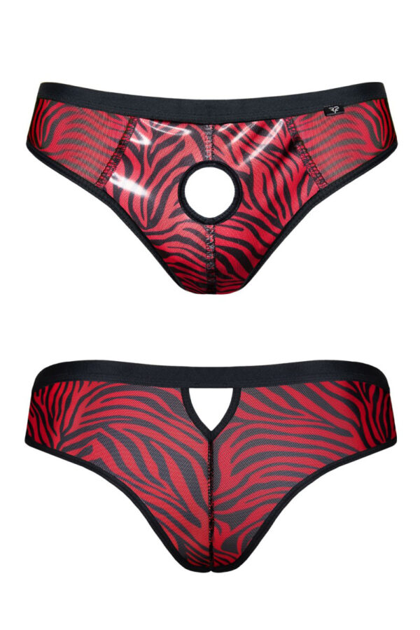 Slip type brésilien ouvert zébré rouge et noir - Regnes – Image 2