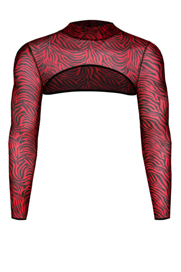 Crop top tulle zébré rouge et noir - Regnes – Image 2