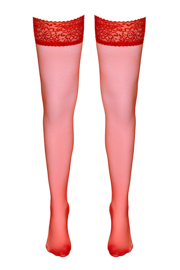 Bas autofixants rouge - Cotelli Legwear – Image 2