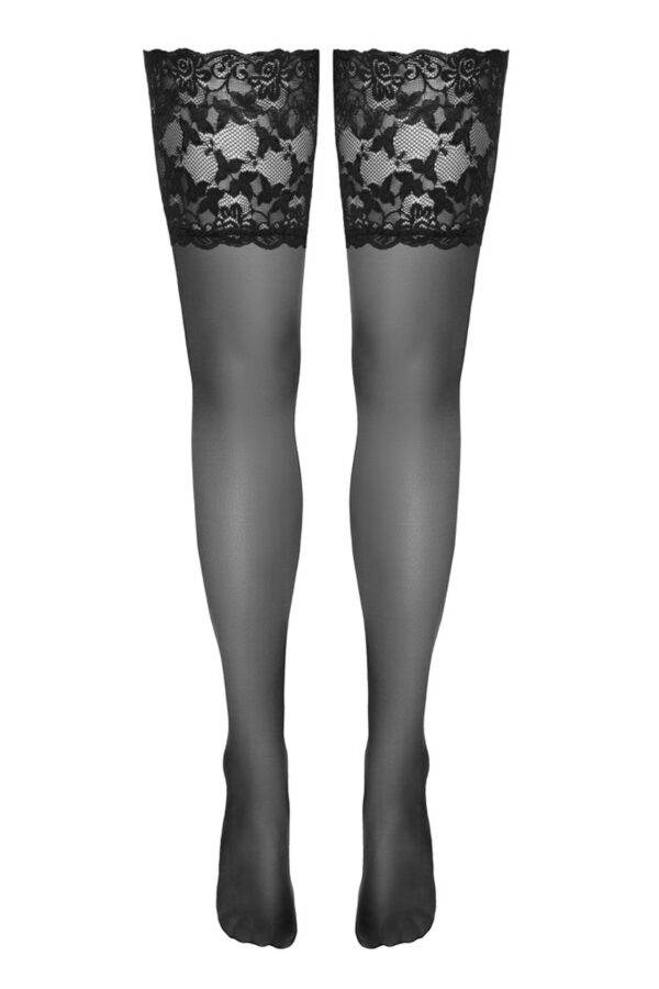 Bas autofixants large jarretière dentelle noir - Cotelli Legwear – Image 2