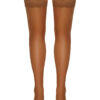 Bas autofixants large jarretière dentelle beige - Cotelli Legwear – Image 2