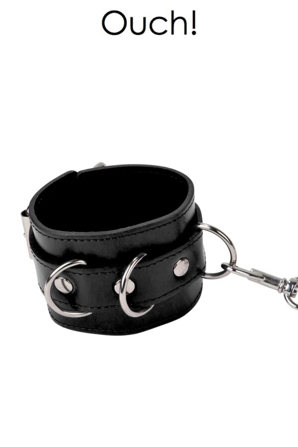 Menottes Premium en cuir noir - Ouch – Image 3