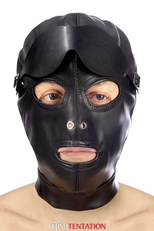 Cagoule simili cuir avec bandeau amovible - Fetish Tentation – Image 3