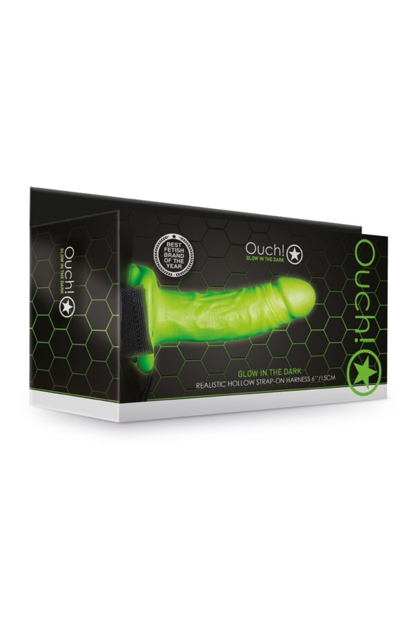 Gode-ceinture creux phosphorescent  18cm - Ouch – Image 3