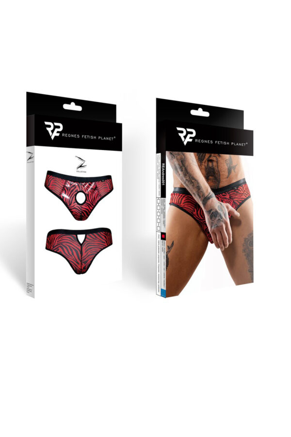 Slip type brésilien ouvert zébré rouge et noir - Regnes – Image 3