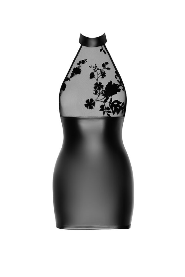 Mini robe dos nu Eros F311 wetlook et tulle floqué – Image 3