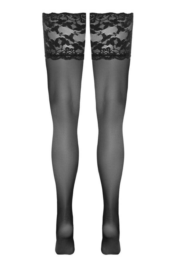 Bas autofixants large jarretière dentelle noir - Cotelli Legwear – Image 3