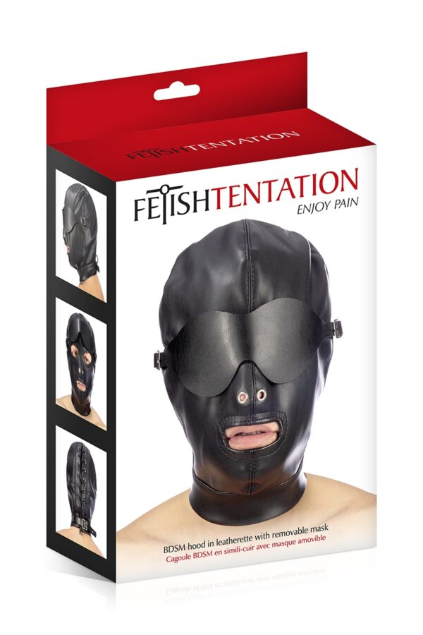 Cagoule simili cuir avec bandeau amovible - Fetish Tentation – Image 4