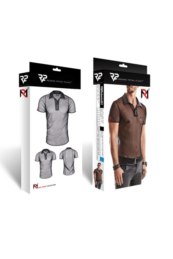 Polo en maille noire transparente - Regnes – Image 4