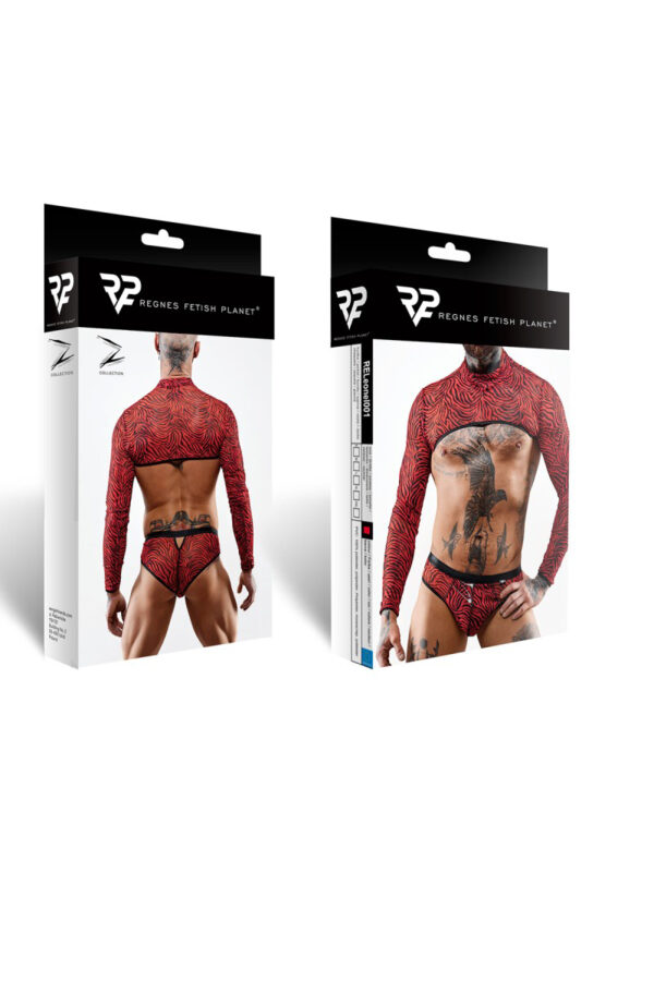 Crop top tulle zébré rouge et noir - Regnes – Image 4