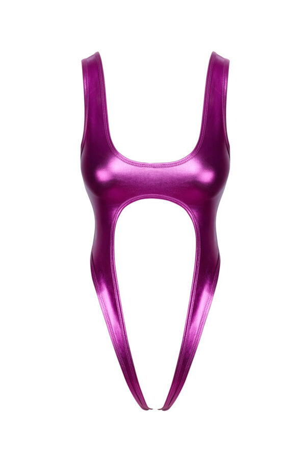 Body rose métallisé ouvert à l'entrejambe - Cotelli Lingerie – Image 2