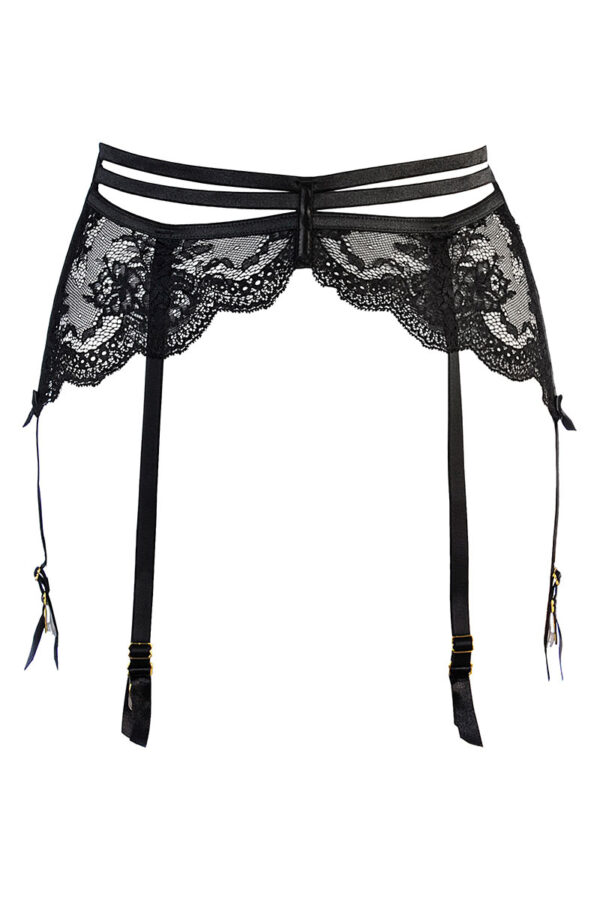 Porte-jarretelles tulle et dentelle noir V-10712 - Axami – Image 2