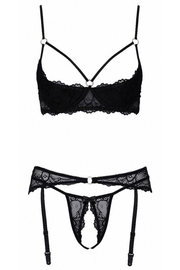 Ensemble lingerie ouverte noir - Cotelli Lingerie – Image 2