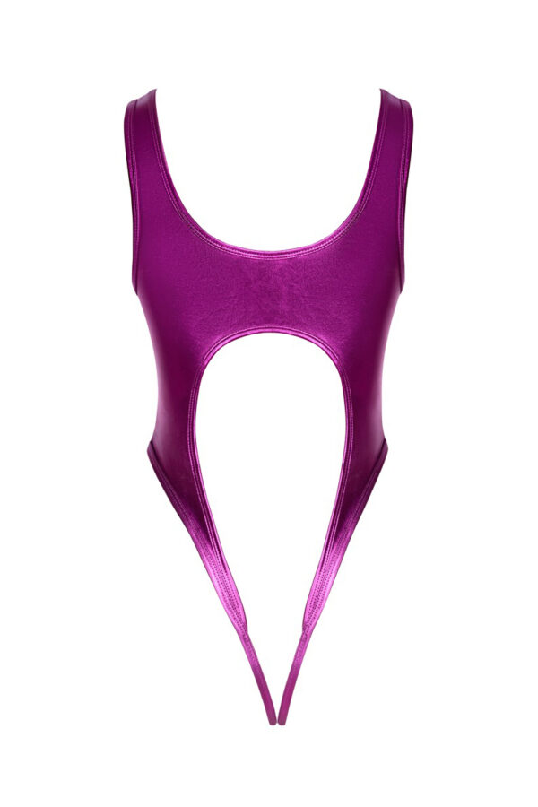 Body rose métallisé ouvert à l'entrejambe - Cotelli Lingerie – Image 3