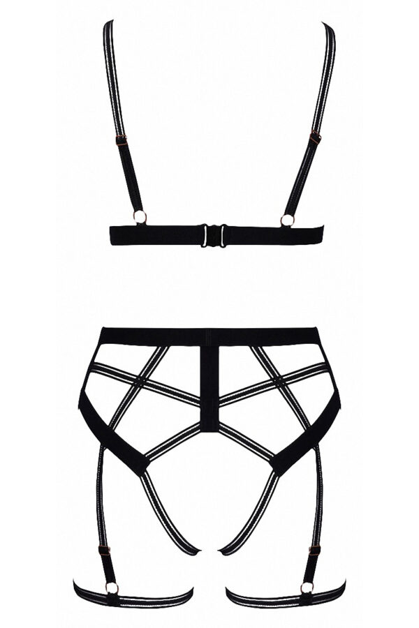 Set lingerie BDSM harnais noir - Cotelli Lingerie – Image 3