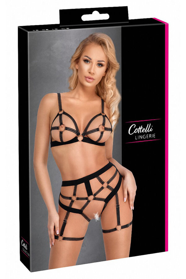 Set lingerie BDSM harnais noir - Cotelli Lingerie – Image 4