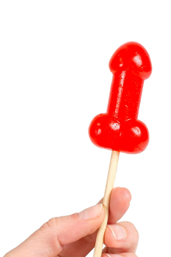 Présentoir de 40 sucettes pénis à la cerise avec effet chauffant épicé – Image 2