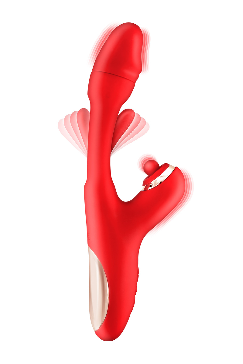 Vibromasseur rabbit 3-en-1 Joyfully rouge - Yoba