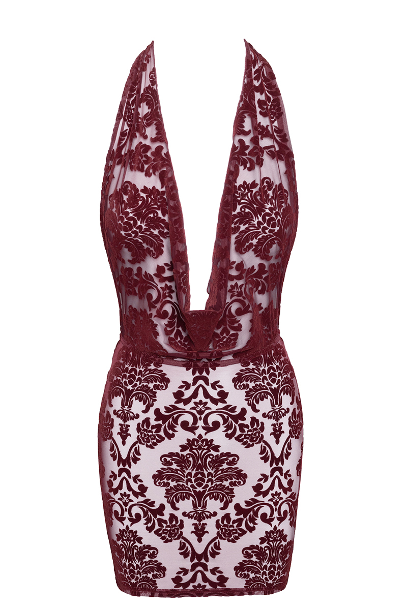 Mini robe dos nu en tulle floqué Kink Royal F385 - Noir Handmade – Image 2