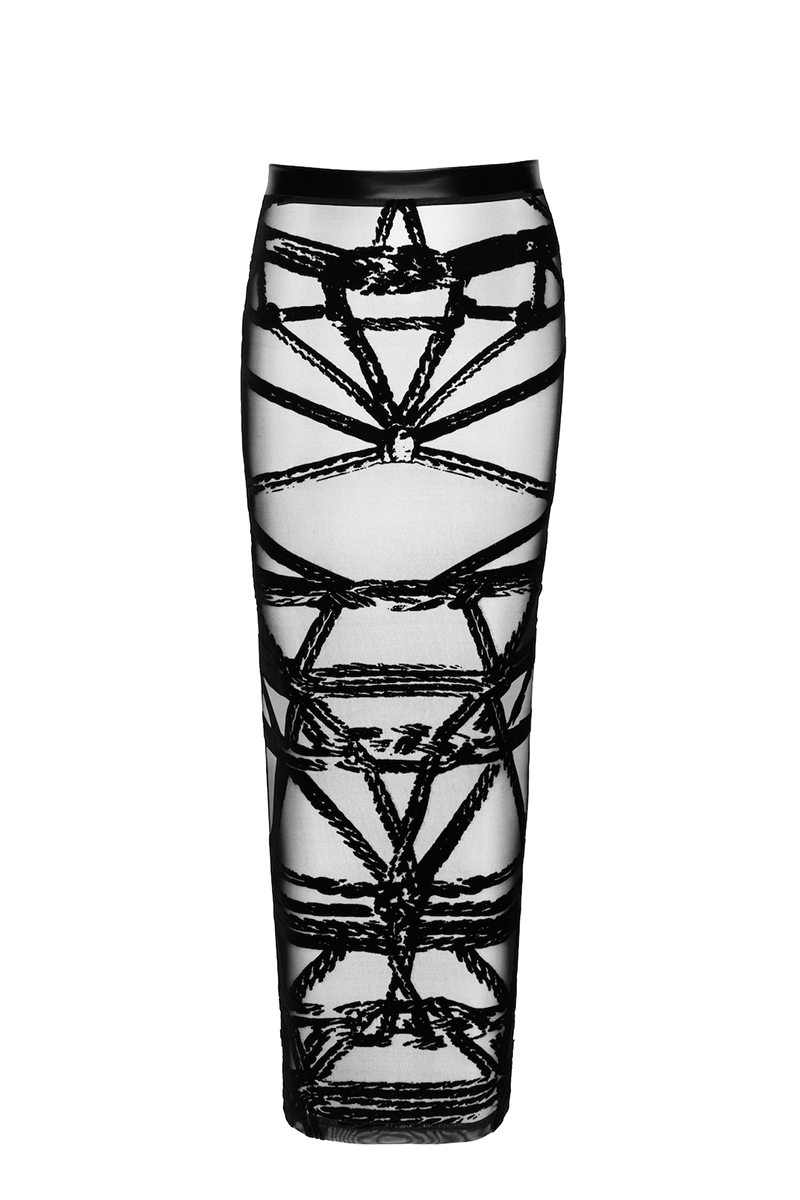 Jupe longue fendue Bondesque F360 - Noir Handmade – Image 2