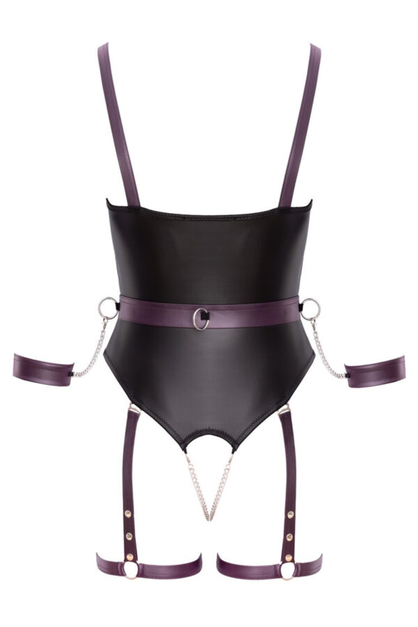 Body à jarretelles ouvert avec menottes - Cottelli Bondage – Image 3