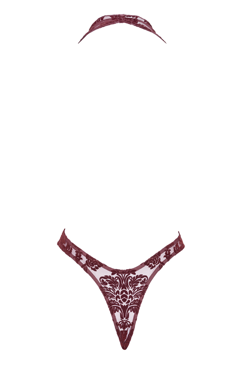 Body en tulle floqué Kink Royal F386 - Noir Handmade – Image 3