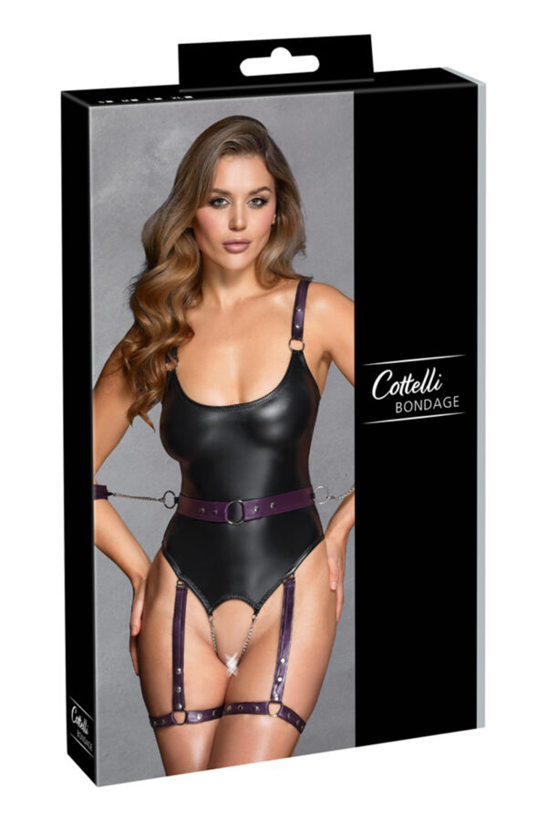 Body à jarretelles ouvert avec menottes - Cottelli Bondage – Image 4