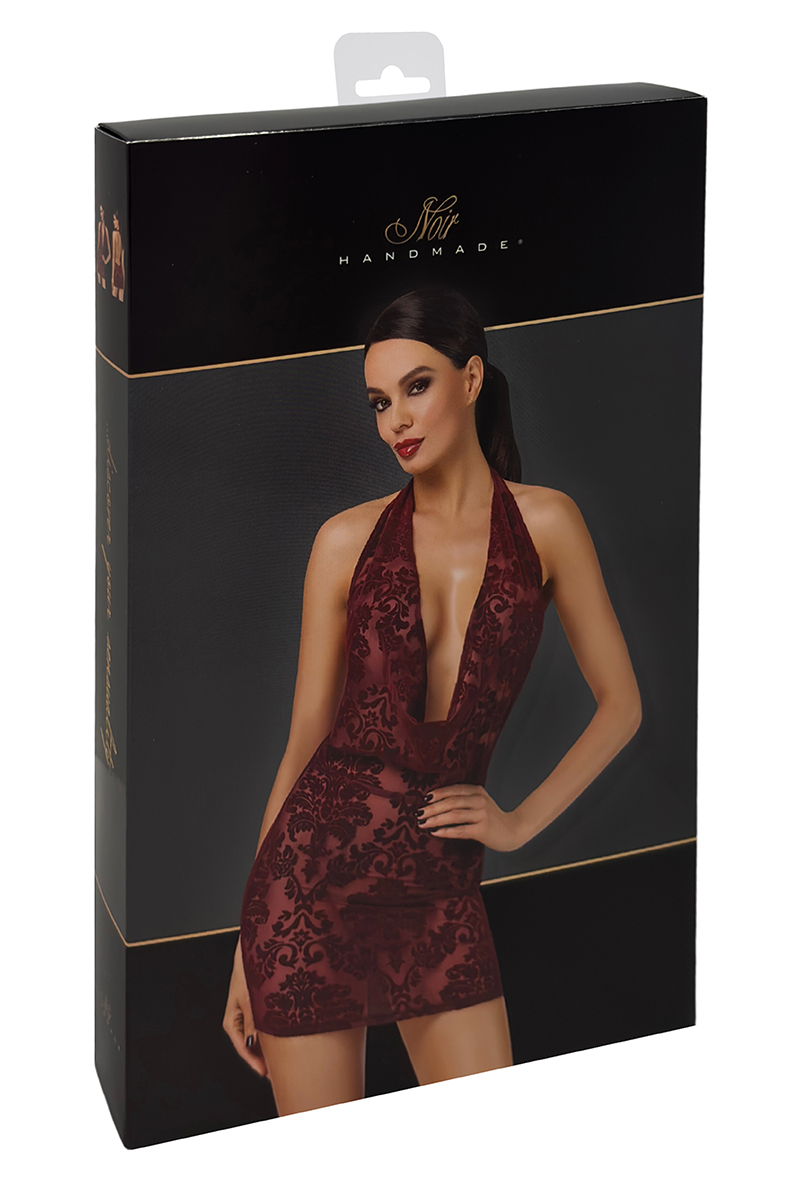 Mini robe dos nu en tulle floqué Kink Royal F385 - Noir Handmade – Image 4