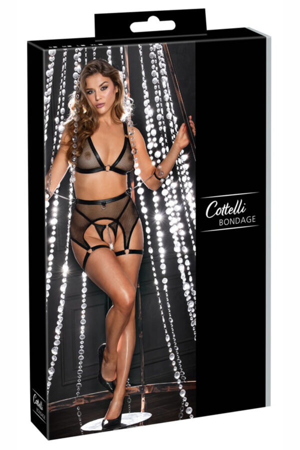 Ensemble Fetish noir en dentelle - Cotelli Bondage – Image 4