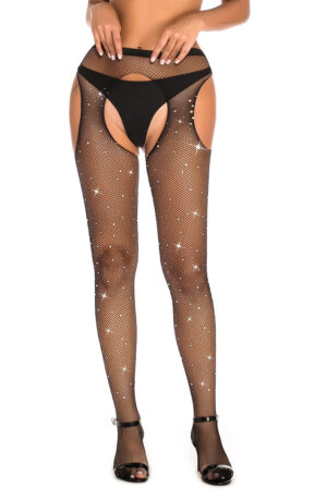Collants ouverts strass noir - J Lingerie