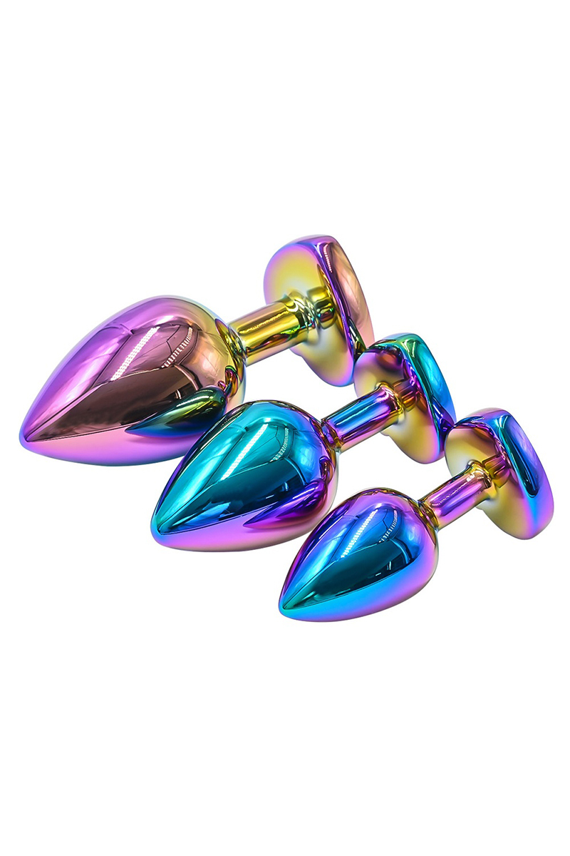 3 plugs coeur Crystal Heart métal arc-en-ciel - DIK – Bild 3