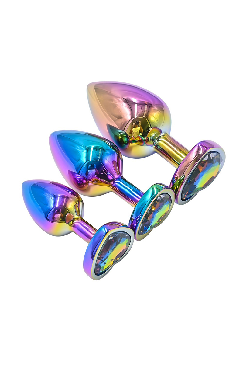 3 plugs coeur Crystal Heart métal arc-en-ciel - DIK – Bild 4