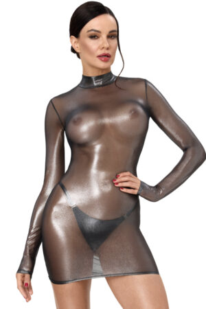 Mini robe manches longues Moondust F431 - Noir Handmade